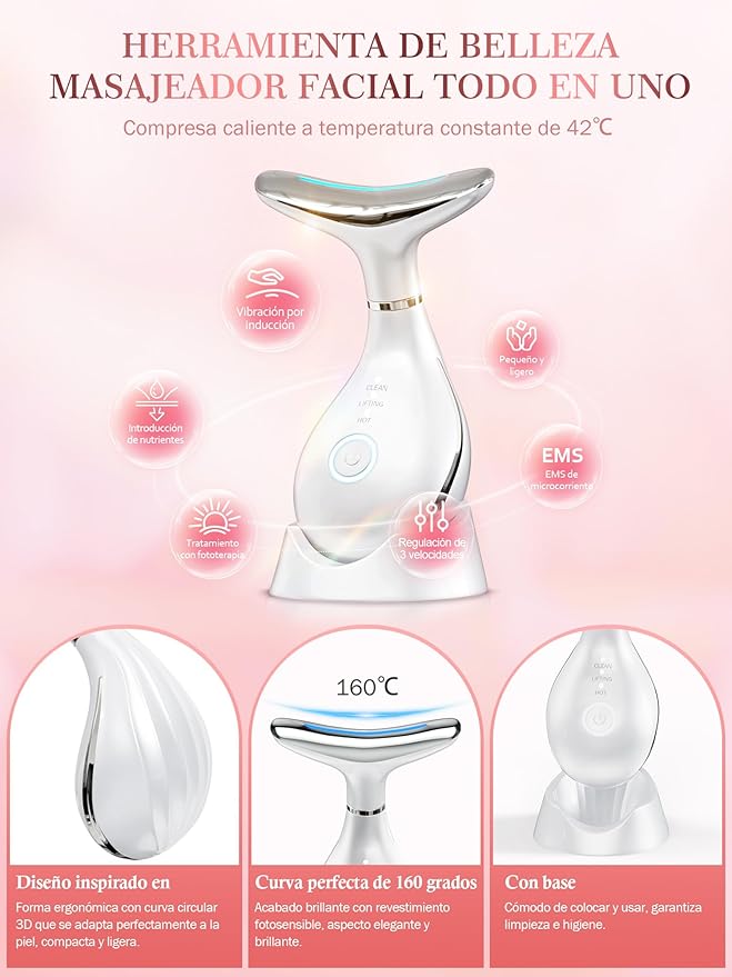 Masajeador Facial y de Cuello con Calor y EMS