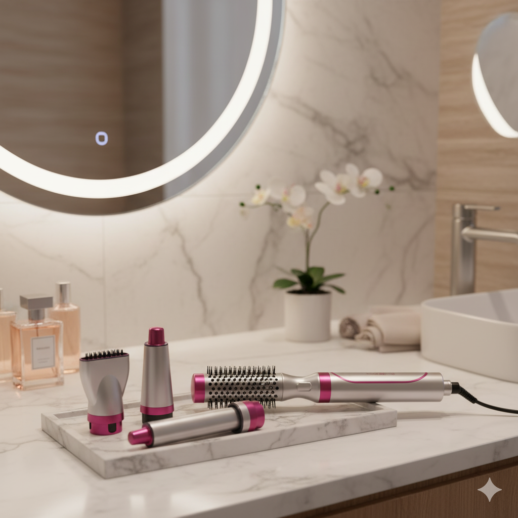 Cepillo Secador de Cabello 5 en 1 tipo Dyson - Peina, Seca, Riza y Moldea con Estilo
